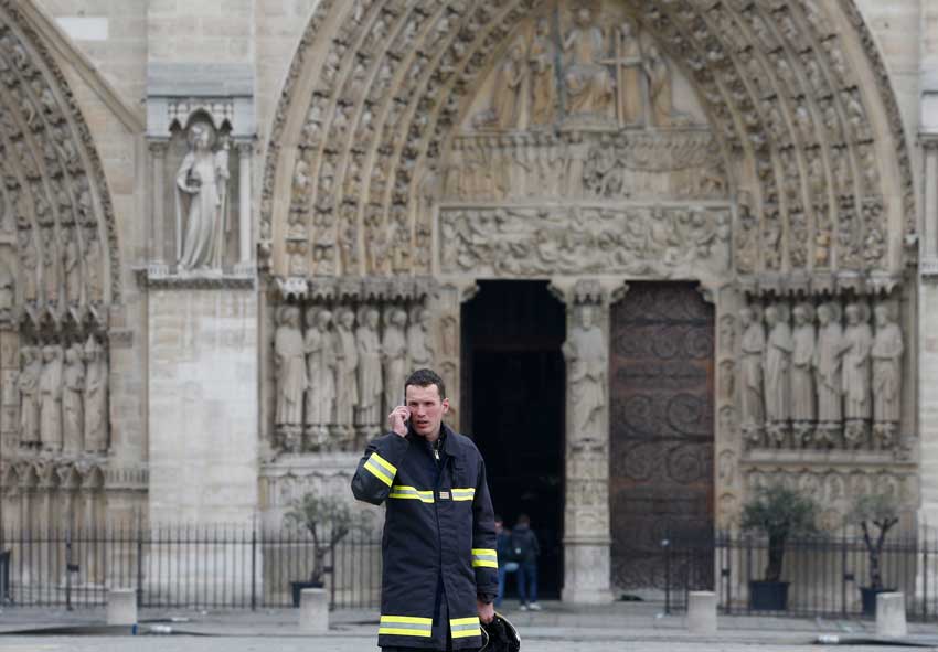 Firefighter at Notre Dame Cathedral