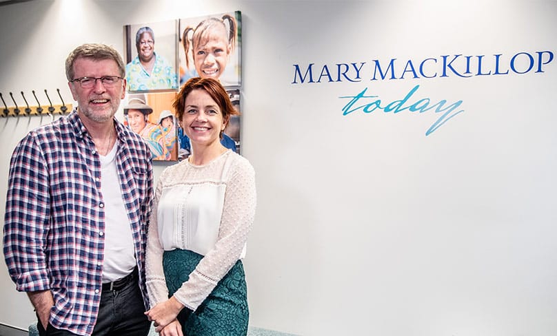 John Watkins with Kirsty Robertson, CEO of Mary MacKillop International. Photo: Alphonsus Fok