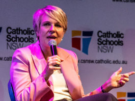 Labor Education spokesperson Tanya Plibersek addresses the Catholic Schools NSW forum. Photo: Alphonsus Fok
