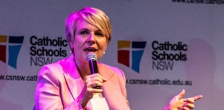 Labor Education spokesperson Tanya Plibersek addresses the Catholic Schools NSW forum. Photo: Alphonsus Fok