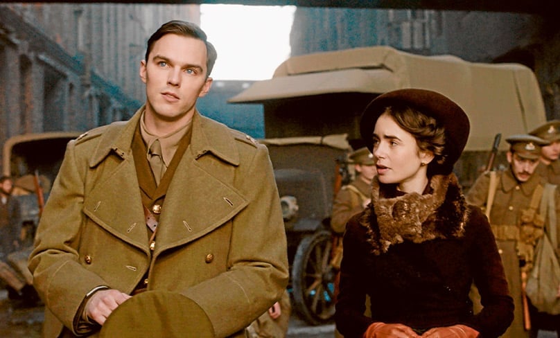 Nicholas Hoult plays J.R.R. Tolkien to Lily Collins’s Edith Bratt in a scene from Tolkien. Photo: CNS photo/Fox Searchlight