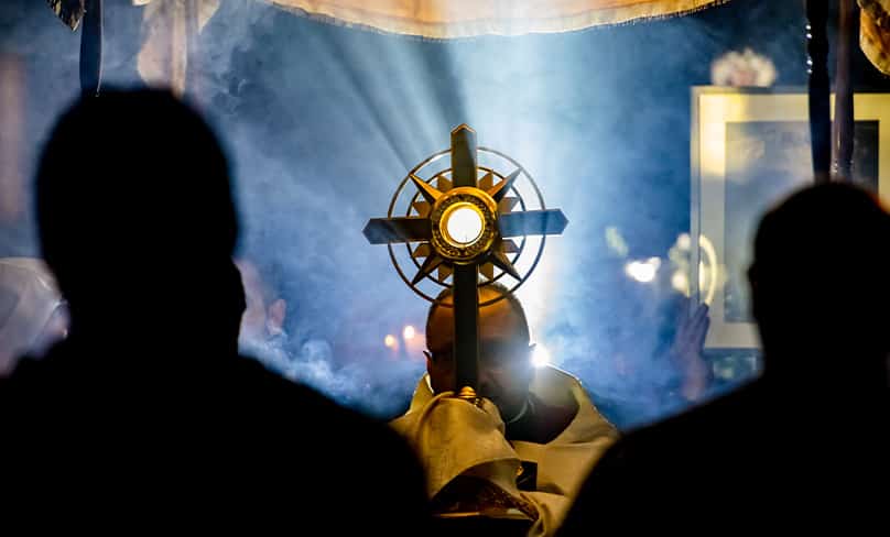 The Blessed Sacrament was processed from St Jerome's, Punchbowl, to St Charbel’s where there was Benediction and a Maronite Mass in English. Photo: Giovanni Portelli
