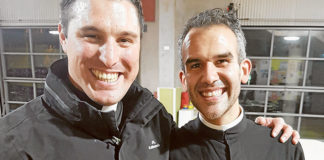 Fr Chris De Sousa CRS, right, with Sutherland parish administrator Fr Daniel McCaughan at St Felix parish, Bankstown. Photo: Alison De Sousa