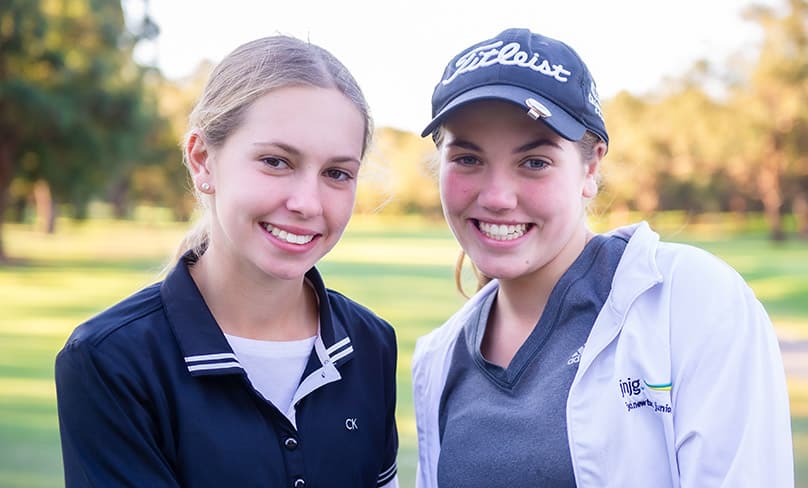 Charlotte and Sophia Perkins from St Patrick’s College at Sutherland are the Queens of the Green. Photo: Giovanni Portelli