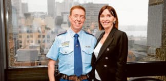 Superintendent Moore, with his wife Maggie, was recently honoured by the Queen with an Australian Police Medal