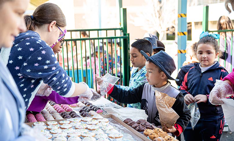 Cake stalls were also held by Sydney Catholic schools in support of the Vinnies CEO Sleepout. Photo: Alphonsus Fok