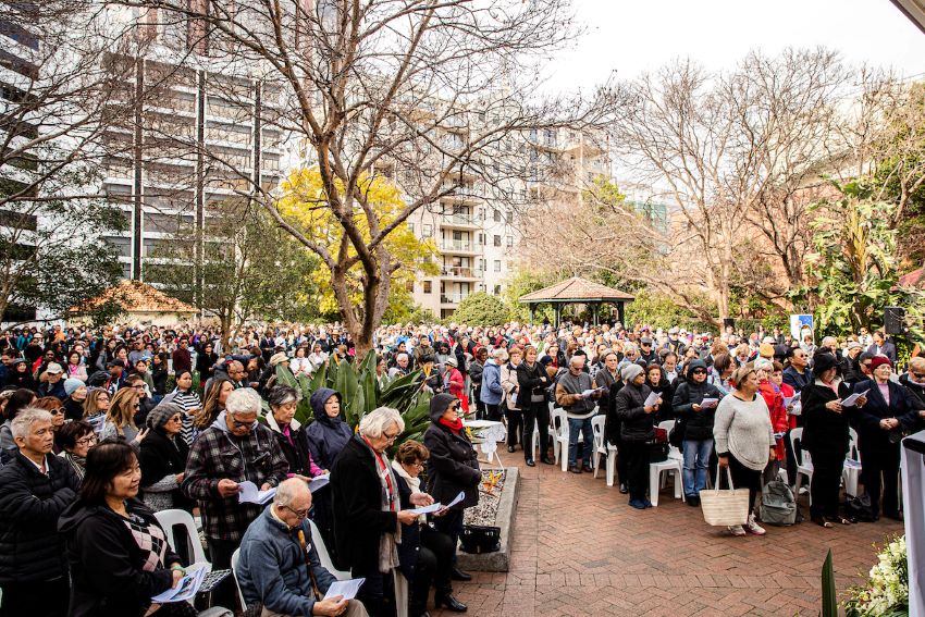 Crowds at Mary MacKillop Place