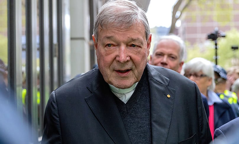 Cardinal George Pell leaves the Melbourne Magistrates Court in 2017. Photo: CNS photo//Mark Dadswell, Reuters