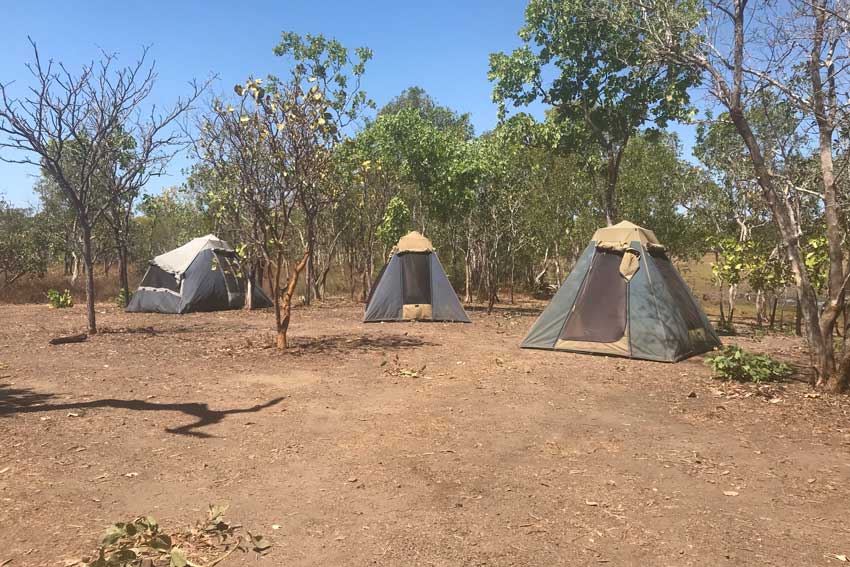 Students living in makeshift tents during their immersion. Photo: Supplied