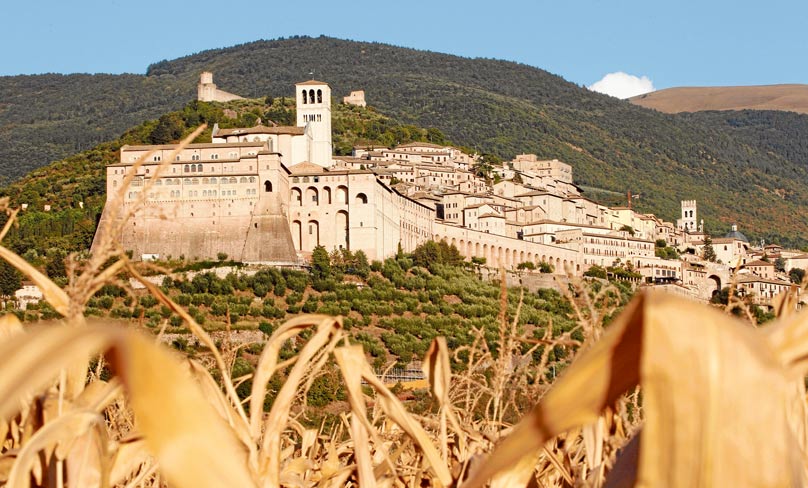 The Basilica of St Francis with its bell tower in Assisi, Italy. Photo: CNS/Paul Haring