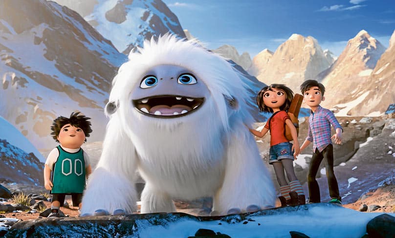 Animated characters Peng, voiced by Albert Tsai, Everest, Yi, voiced by Chloe Bennet, and Jin, voiced by Tenzing Norgay Trainor, appear alongside their furry friend in Abominable. Photo: CNS/Universal