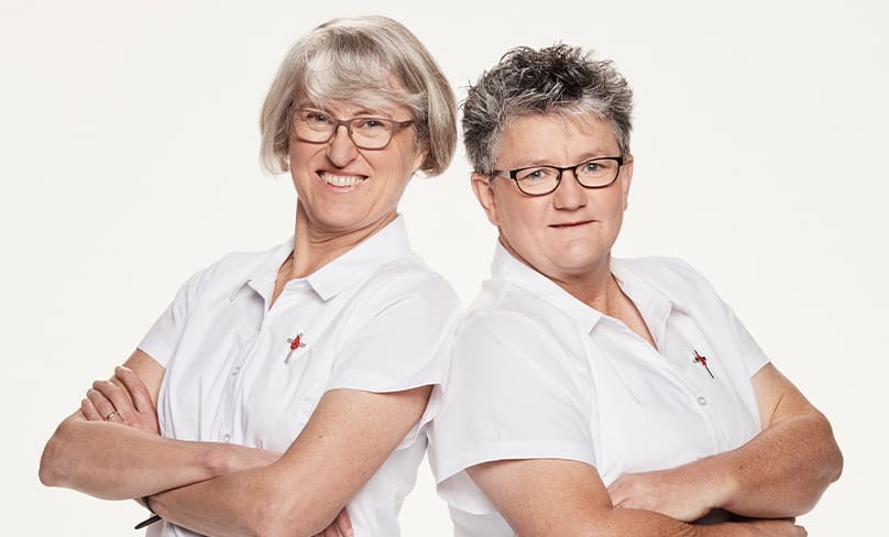Therese Mills and Judy Bowe, Missionary of God’s Love (MGL) sisters, take part in The Amazing Race Australia. Photo: Supplied
