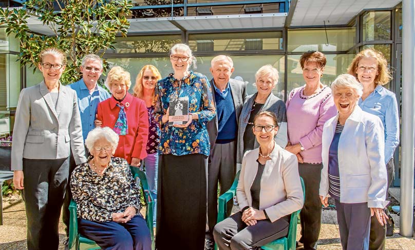 Dr Jocelyn Hedley with relatives of Sr Theresa McLaughlin. Photo: Giovanni Portelli