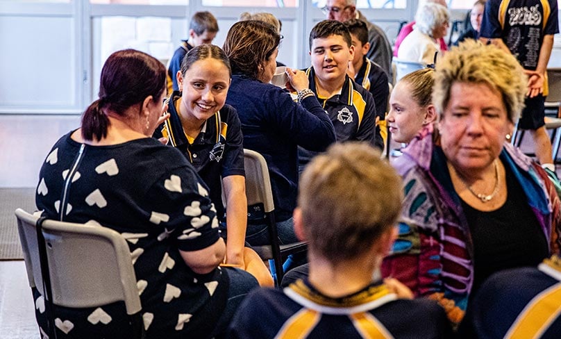 Students from Padstow’s St Therese Primary School have been writing to residents at local nursing homes in a program designed to help build empathy, kindness and love by bringing generations together. Photo: Alphonsus Fok