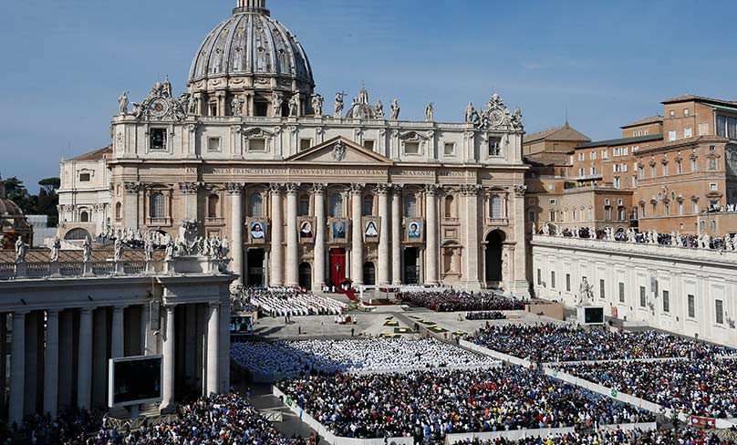 Pope Francis celebrates the canonization Mass for five new saints in St. Peter's Square at the Vatican. Photo: CNS photo/Paul Haring