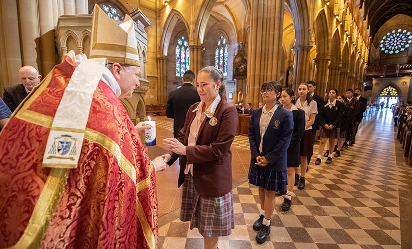 Following the forum, the students headed to St. Mary’s Cathedral where they received a blessing from the Archbishop. Photo: Giovanni Portelli