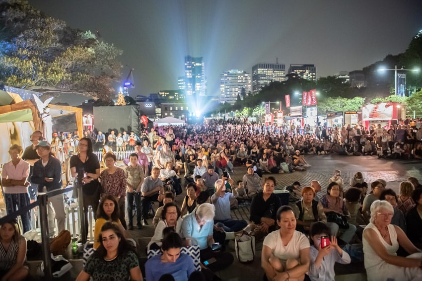 Crowds gather in the St Mary's Cathedral forecourt in 2019. Photo: Giovanni Portelli
