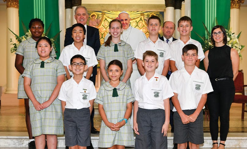 Some of the 696 students from 63 Sydney Catholic Schools presented with the Pope Francis Award for 2019.