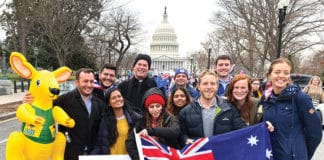 Aussie youth and Bishop Richard Umbers participate in the March for Life.
