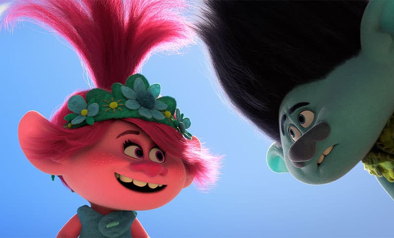 Definitely not punknimated characters Poppy and Branch are seen in Trolls World Tour, streaming now.PHOTO: CNS/DreamWorks Animation