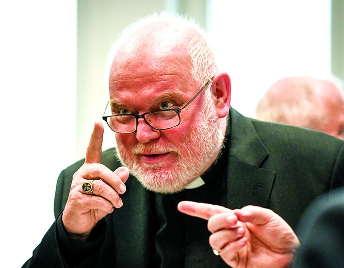 Cardinal Reinhard Marx of Munich and Freising, president of the German bishops' conference, gestures Sept. 13, 2019, during the extended Joint Conference of Bishops and Laity to prepare the "synodal way."  (CNS photo/Harald Oppitz, KNA) See GERMANY-SYNOD-COUNCIL Sept. 20, 2019