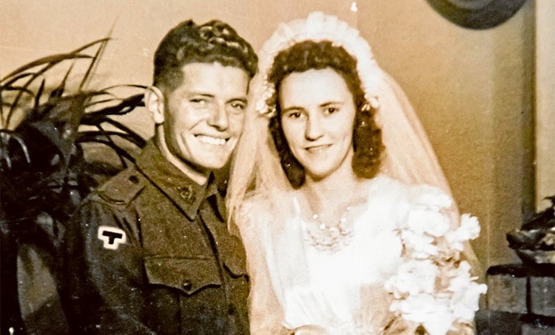 Through thick and thin: the beginning of 61 years of happy marriage - Dennis and Margaret on their wedding day in 1943.