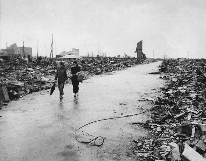 Hiroshima after the atomic bomb was dropped in 1945.