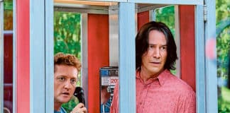 Alex Winter and Keanu Reeves star in a scene from the 2020 film “Bill & Ted Face the Music.” Photo: CNS photo/Patti Perret, courtesy Orion Pictures