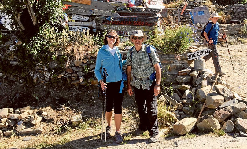 Giselle and her father Tony on the Camino de Santiago in 2016.