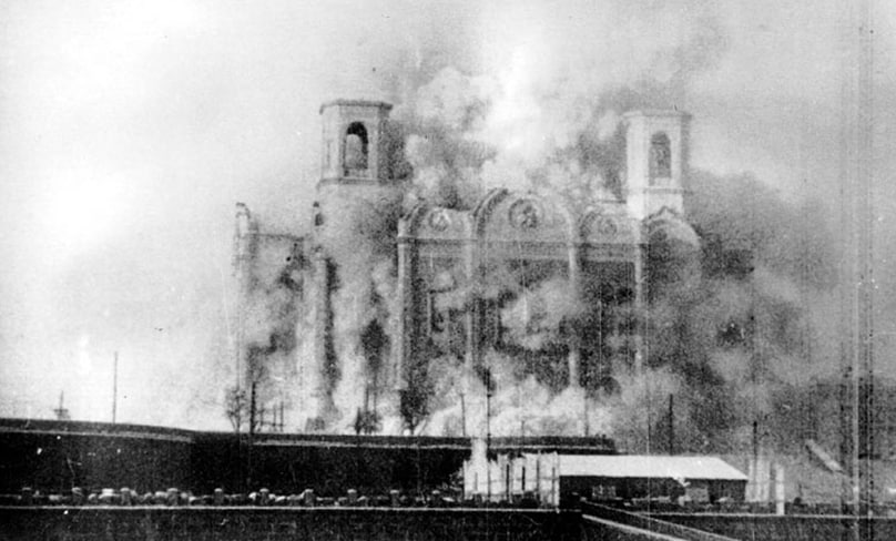 The Cathedral of Christ the Saviour in Moscow is demolished in order to make way for the Palace of the Soviets in 1931. Dr Kevin Donnelly says that one only has to compare the West’s record of promoting liberty and freedom to Stalin’s Russia where millions were starved and imprisoned.
