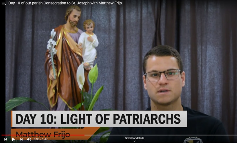 Somascan Young Adult Matthew Frijo relates the paternal love of St Joseph to that of St Jerome Emiliani, the founder of the Somascan Fathers in Day 10 of the Consecration to St Joseph. Screenshot: Somascan Movement Australia Youtube