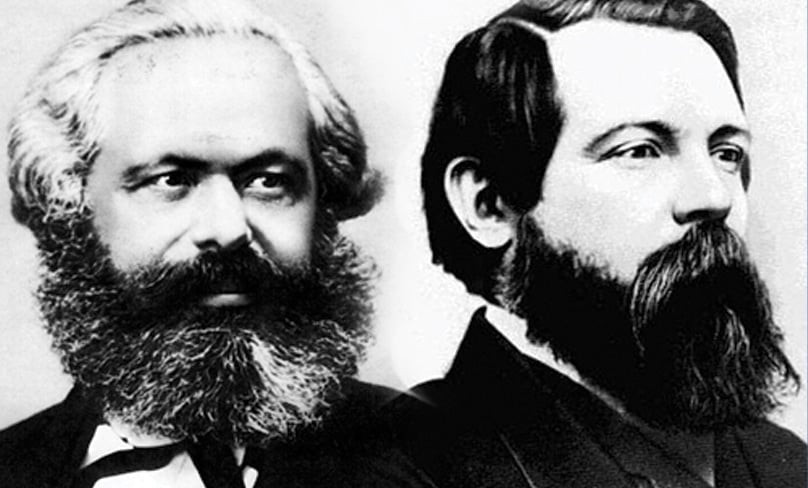 Karl Marx, left, and Friedrich Engels: brilliant propagandists who created a false dichotomy with deep, far-reaching and devastating consequences. Photos: Karl Marx by Friedrich Karl Wunder and Friedrich Engels by George Lester