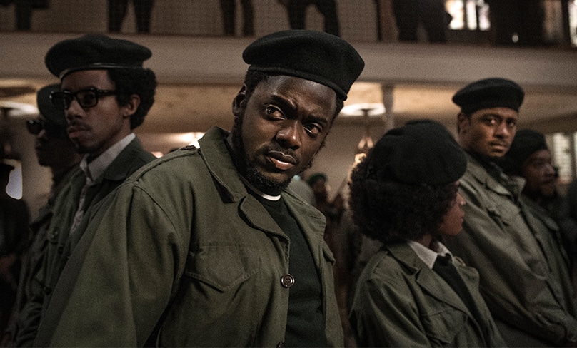 Darrell Britt-Gibson, Daniel Kaluuya and LaKeith Stanfield star in a scene from the movie "Judas and the Black Messiah." Photo: CNS photo/Glen Wilson, Warner Bros.