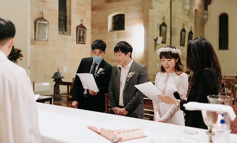 Jason and Sujin’s wedding witnessed by Sangwon Lee and Hyesoo Kim, two of only seven guests at their wedding. PHOTO: Snapsby_Tiffany