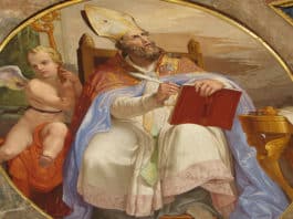 This beautiful fresco of St Augustine of Hippo is one of four painted in the pendentives of a domed room in the Vatican palace. Photo: Lawrence OP/Flickr, CC BY-NC 2.0
