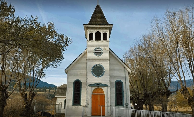 Sacred Heart Mission Church which was built on Penticton Indian Band land was destroyed by fire on 21 June. Photo: CNS
