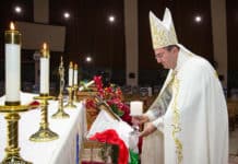 Bishop Antoine-Charbel Tarabay, Eparch of the Maronite Church in Oceania, celebrates the liturgy for Beirut blast victims. Photo: supplied