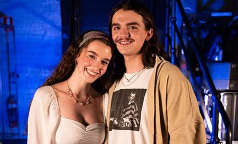 Sian and Jordan backstage on The Voice. Jordan graduated from St Patricks Sutherland in 2019 while Sian is doing her HSC at the college this year. Photo: Channel 7