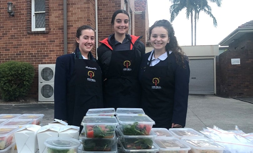 St Ursula’s College Vice Captain Cristina Yazbeck, far left, with a few of her fellow volunteers.