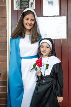 Inspiring and inspirational: Jacinta as Mother Mary with her sister Lucia as St Rita. Photo: Giovanni Portelli