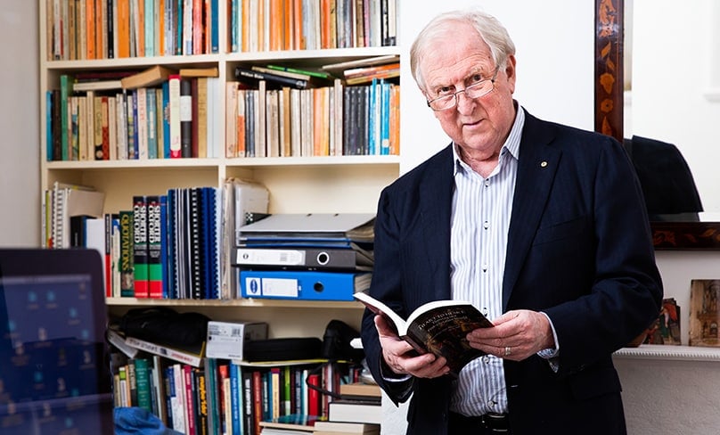 Kevin Donnelly in his study at home. “You have to ask the question as a teacher, ‘What’s the purpose of education? What are we doing this for? What do we want kids to achieve? What kind of society do we want?’” he says. Photo: Peter Casamento