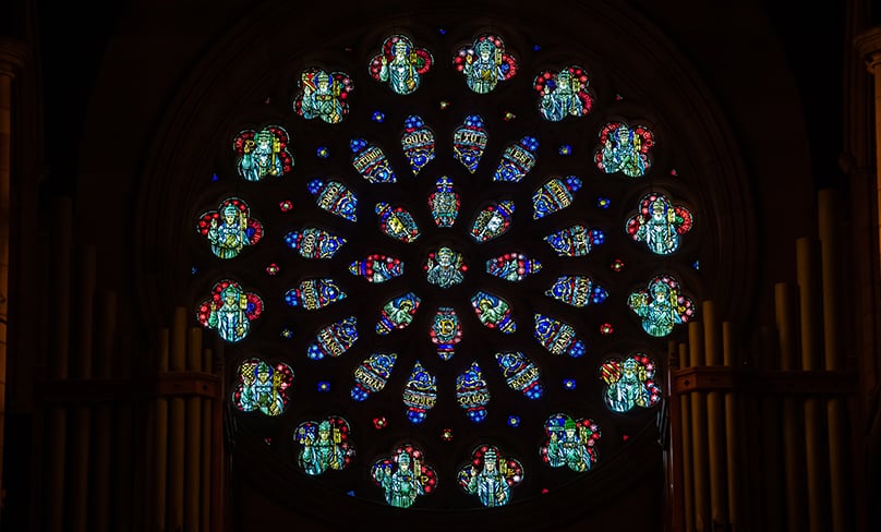 One of St Mary's Cathedral's rose windows. Photo: Giovanni Portelli