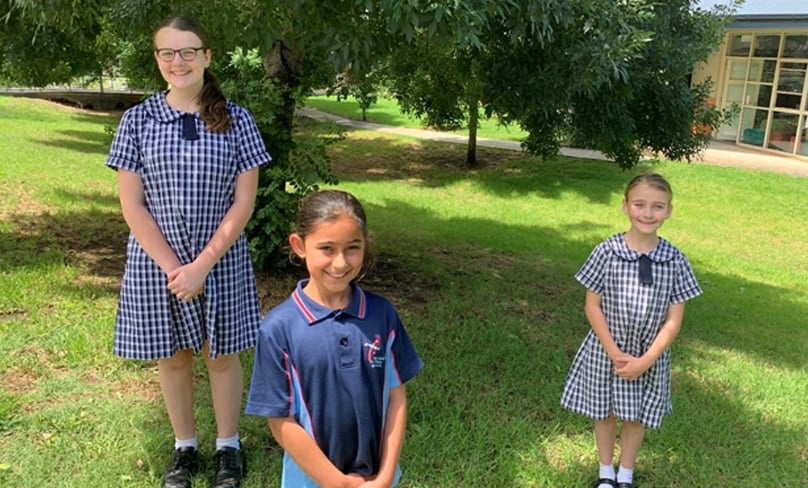 Holy Spirit Primary school winners, Stephanie Scicula, Olivia Fedrigo, Darcy Lynch. Photo: Br Nicholas Harsas.