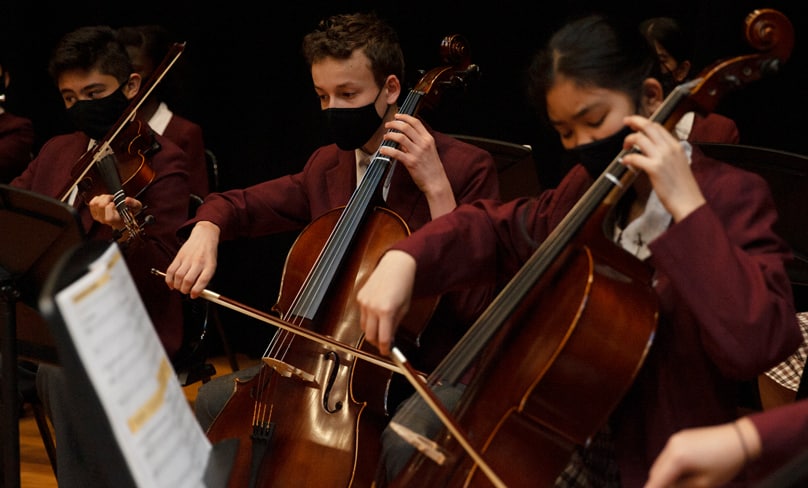 Students from Holy Spirit College Lakemba, were one of 150 Sydney Catholic schools taking part in the Amadeus music education program. Photo: Natalie Roberts/Sydney Catholic Schools