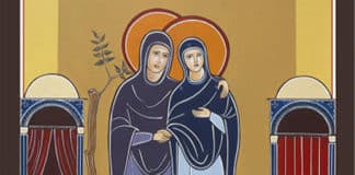 An icon depicts the Visitation, in this Sunday’s Gospel. IMAGE: Fr Abdo Badwi