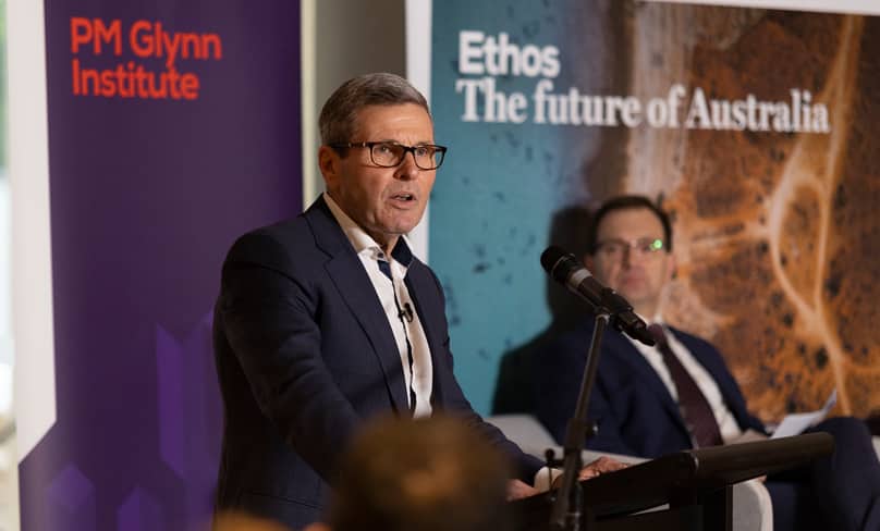 Chris Uhlmann at the launch of Ethos, a new event series of ACU discussing public ethics. Photo: ACU