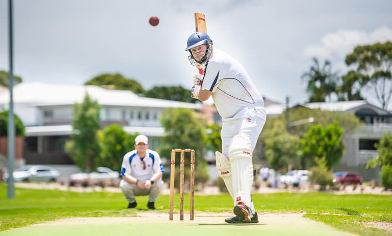 Fr James McCarthy is not just good with the bat. A cricket tragic, he’s also a skilled opening bowler. Photo: Giovanni Portelli