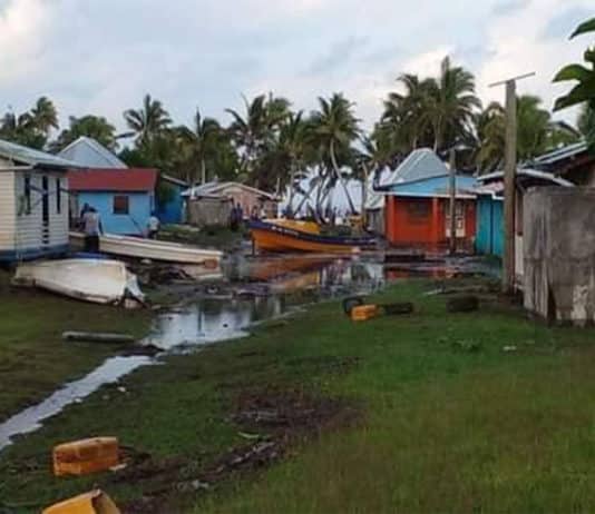 Tsunami damage in Fiji after the eruption. Photo: Caritas Fiji