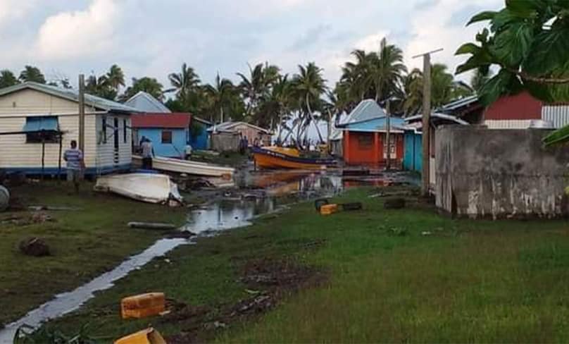 Tsunami damage in Fiji after the eruption. Photo: Caritas Fiji