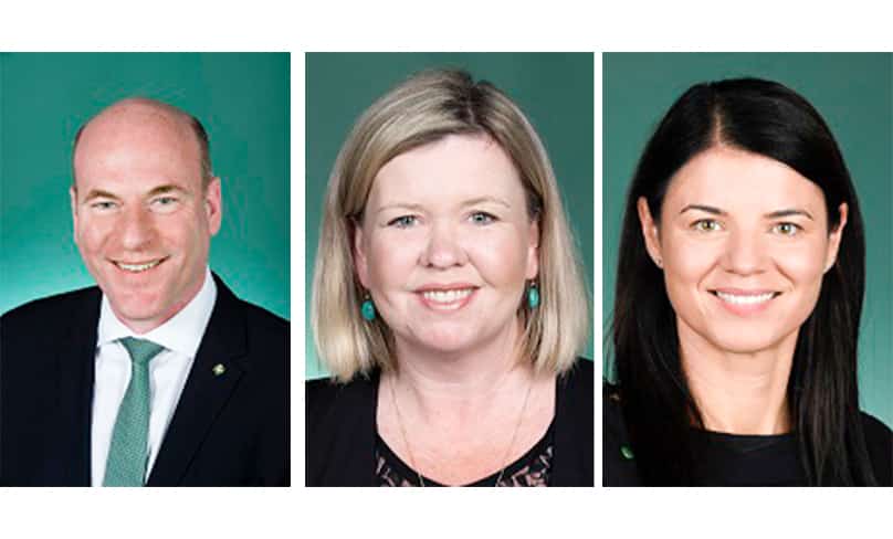Trent Zimmerman MP Nth Sydney, Bridget Archer MP Bass, Tasmania, and Katie Allen MP Higgins, Victoria.